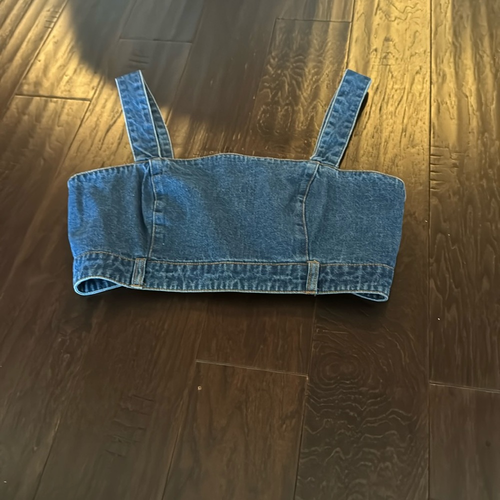 Denim crop top. Size large